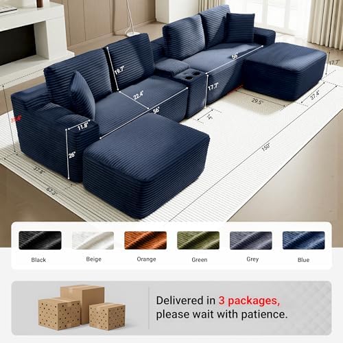 ivoros 150 Inch Modular Sectional Sofa Couch, Oversized Modern Cloud Couch - Image 2