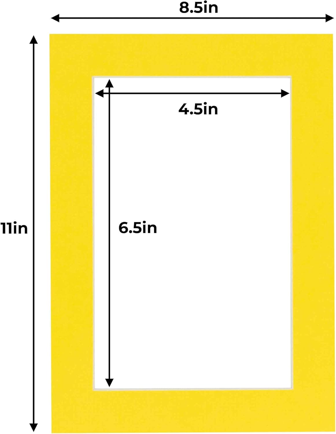 5x7 Mat for 8.5x11 Frame - Precut Mat Board Acid-Free Yellow 5x7 Photo Matte Made to Fit a 8.5x11 Picture Frame, Premium Matboard for Family Photos, Show Kits, Art, Picture Framing, Pack of 100 Mats