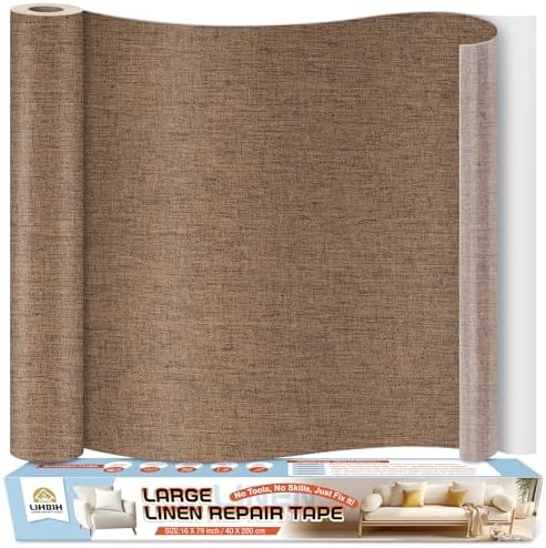 Linen Fabric Repair Tape 16x79 Inch, Self Adhesive Couch Patch Repair Fabric by Home