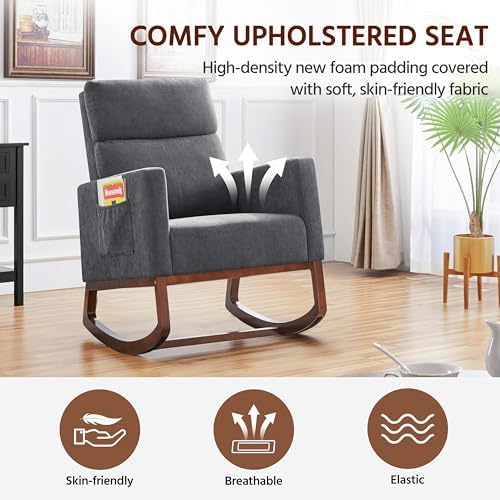 Yaheetech 28in Wide Padded High Back Glider Rocking Chair - Image 6