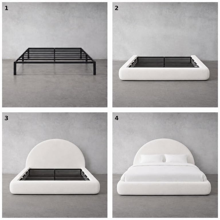 New Round Bed Upholstered Bed Frame –Washable Zip Cover, Modular Minimalist - Image 5