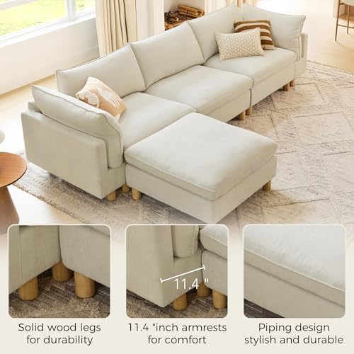 CHITA 127" Large Sectional Sofa, Modular Cloud Couch, 4 Seater - Image 4