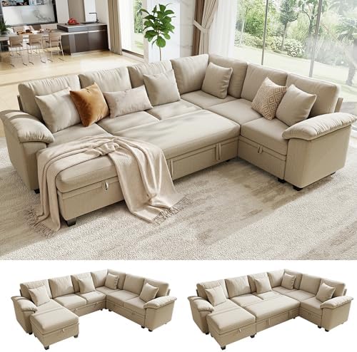 107.8" Modular Sectional Sleeper Sofa by WorthFurni