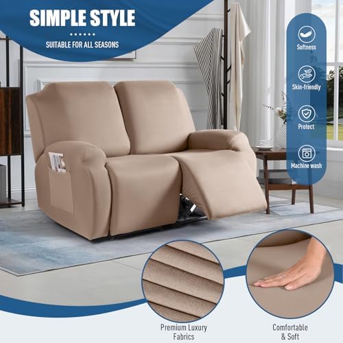 TAOCOCO Recliner Loveseat Slipcover, 2 Pieces Polyester Fabric Stretch Sofa - Image 4