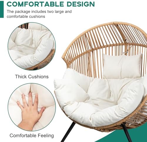 Shintenchi Wicker Egg Chair Outdoor Rattan Patio Chair - Image 4