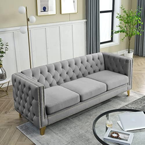 mikibama 80.5" Velvet 3 Seater Sofa Couch by Mikibama