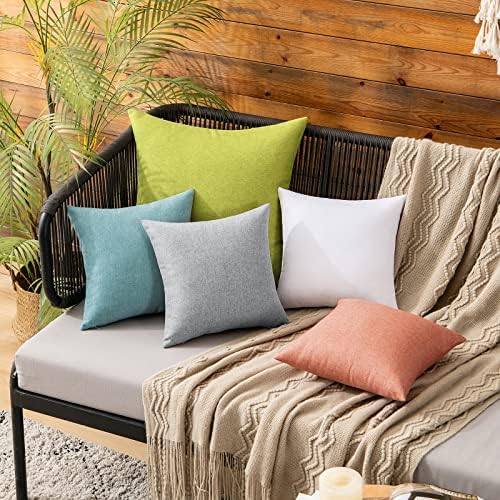 MIULEE Decorative Outdoor Pillow Covers Waterproof 12x12 Turquoise - Image 2