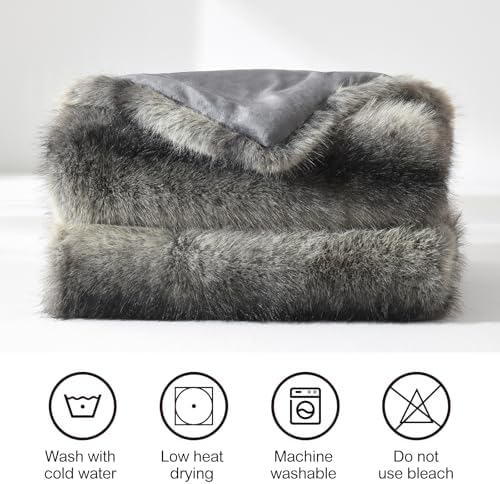 HORIMOTE HOME Luxury Faux Fur Throw Blanket, Non-Shedding 50"x60" Fur Blanket - Image 4
