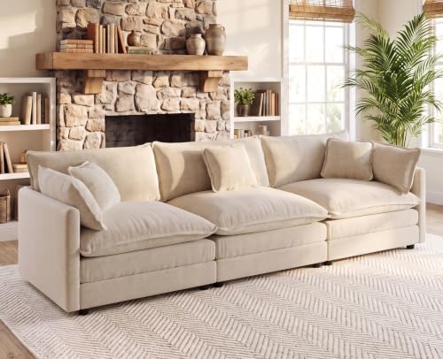 111.5" Modular Sectional Sofa, 3 Seater Deep Seat Cloud Couch by VEPXXP