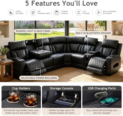 Dark Grey Power Reclining Sectional Sofa - Image 3