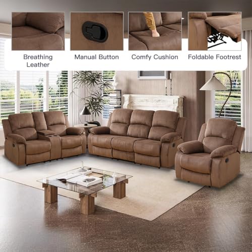 Manual Reclining Couch Sofa Set - Image 4