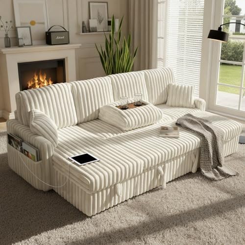 KCGKCG 104" U Shaped Sleeper Sofa Bed, Pull Out Couches - Image 2