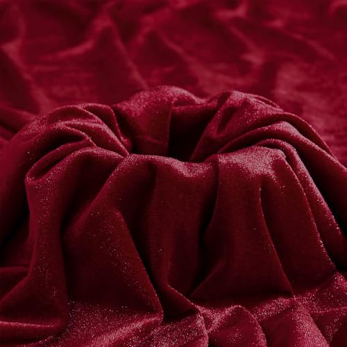 Wine Red Velvet Fabric by The Yard, 1 Yard by MaiMaiSuan
