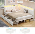 Hasuit Corner Bed Frame with Storage Drawers, Full Daybed with Line Fabric by Hasuit