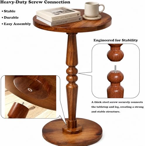 Small Wooden Round Side Table - Image 5