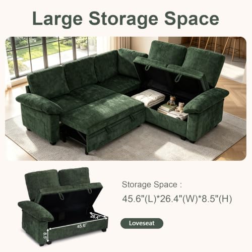 85'' Modular Sectional Sleeper Sofa, L Shape Pull Out Sofa Bed - Image 5