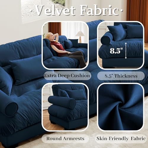 130" Modular Sectional Sofa, Velvet Upholstered Couches - Image 6