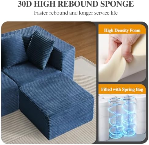 130" Modular Sectional Cloud Couch, U Shaped Sofa - Image 6