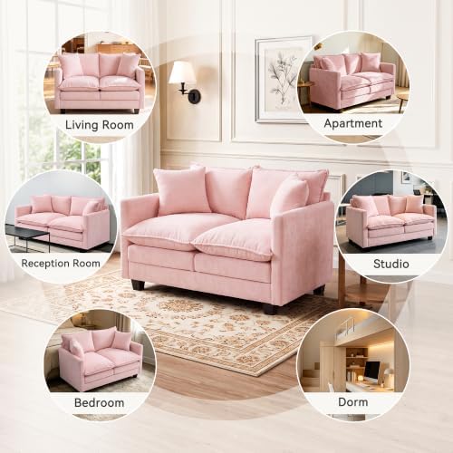 Loveseat Sofa, Soft Chenille Cloud‑Cushion Small‑Space Couch - Image 6