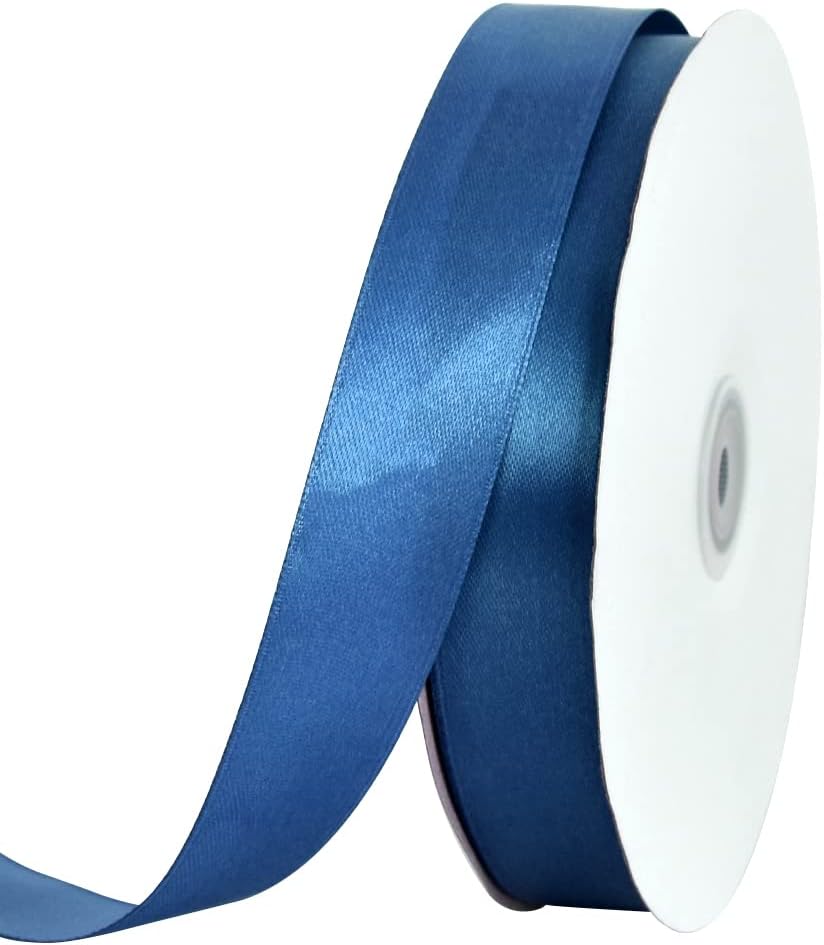 TONIFUL 1 Inch x 100yds Navy Deep Blue Satin Ribbon, Thin Solid Color Satin Ribbon for Gift Wrapping, Crafts, Hair Bows Making, Wedding Party Decoration, Invitation Cards, Floral Bouquets