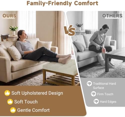 Befurtori Ottoman with Storage Bench, Linen Ottoman Coffee Table - Image 5