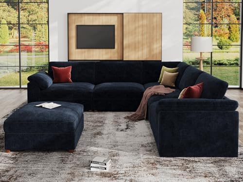 EASE MOOSE Oversized Blue Sectional V Shape Sectional Couch, Modern Fashion - Image 3
