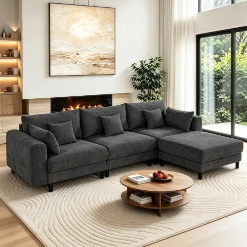 112.4'' Cloud Couch, L Shaped Modular Sectional Sofa by MastonHome