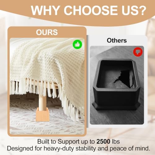 Wooden Bed Risers 3 Inch Heavy Duty, Support 2500 lbs - Image 5