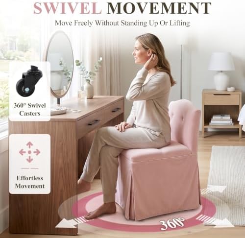 Pink Velvet Makeup Vanity Chair - Image 4