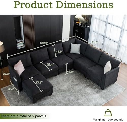 122.8" Large Sectional Couches for Living Room - Image 2