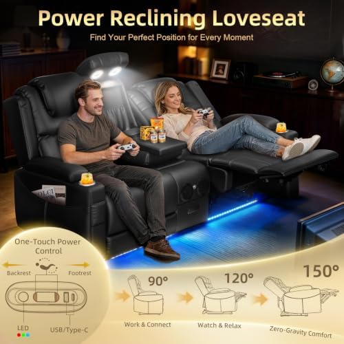 Power Loveseat Recliner Sofa, Home Theater Seating - Image 3