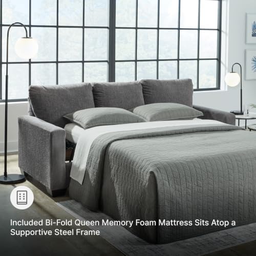 Signature Design by Ashley Rannis Queen Sleeper Sofa, Pewter Pull Out Couch - Image 6