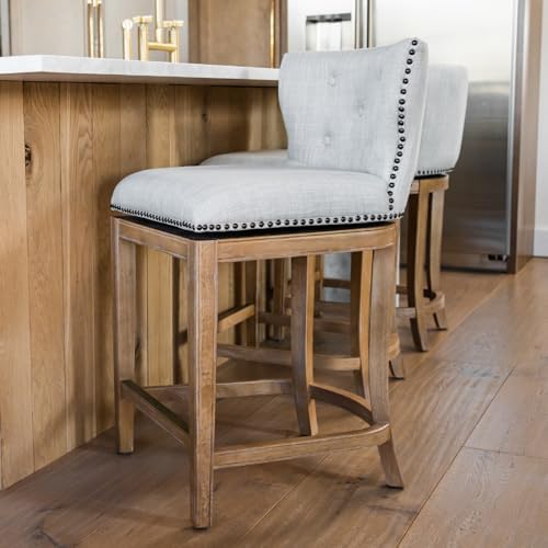 Maven Lane Hugo Counter Stool, Weathered Oak, Sand Color - Image 2