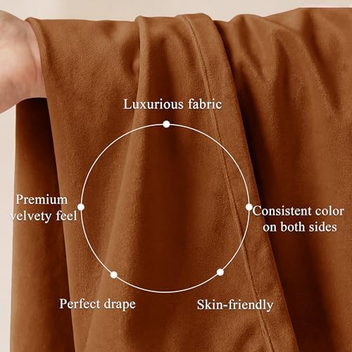 StangH Burnt Orange Velvet Curtains Back Tab Boho Drapes - Image 4