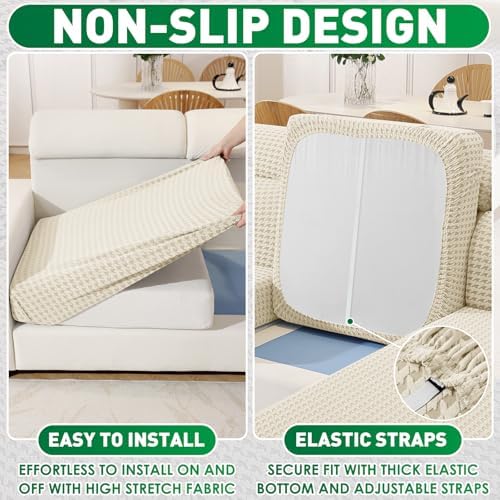 MAXIJIN Couch Cushion Covers for Sectional Sofa, Stretch Sofa Cushion Cover - Image 5