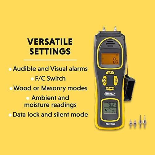 General Tools MMH800 Pin/Pinless Moisture Meter w/Temp and Humidity - Image 5