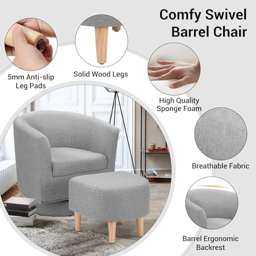 DAZONE Swivel Accent Chair Modern Barrel Chairs - Image 5