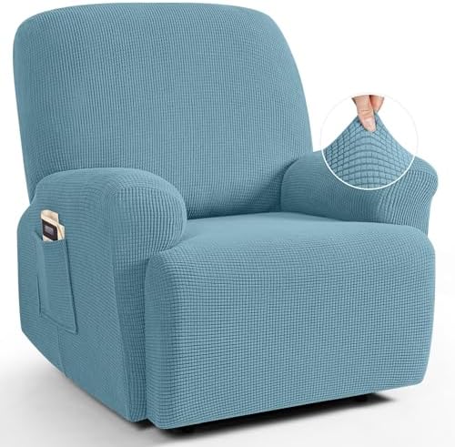 TAOCOCO Oversized Stretch Recliner Chair Covers 4 Piece, Dusty Blue by TAOCOCO