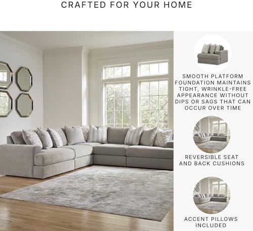 Signature Design by Ashley 5-Piece Sectional Sofa, Ash Gray Chenille - Image 4