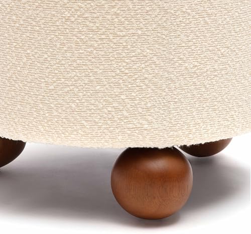 Tov Furniture Jaine Round Boucle Upholstered Stool - Image 5