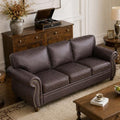 Couchus 88" W 3-Seater Sofa Couch, Faux Leather Fabric Sofas by COUCHUS
