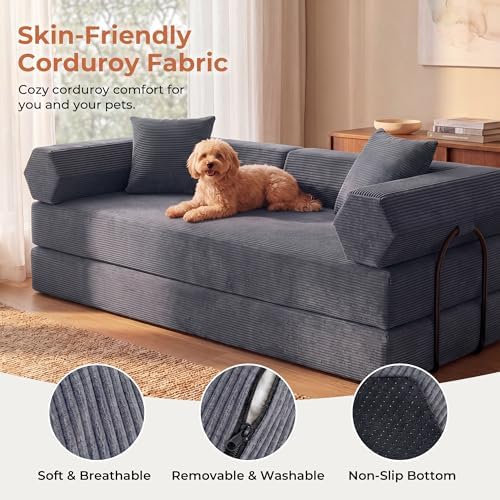 79" Convertible Futon Sofa Bed, Boneless Couch - Image 5