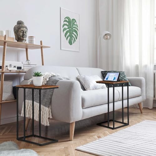 C Shaped Side Table Set of 2, Skinny Sofa Table - Image 4