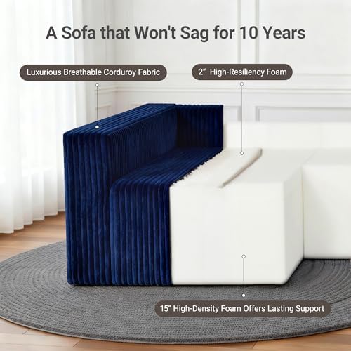 Claiks 128" U-Shaped Sofa, Oversized Modular Cloud Couch - Image 4