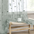 MIULEE Sage Sheer Curtains 2 Panels Embroidered Leaf Patterned, W52 x L96 by MIULEE