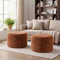 Upholstered Round Pouf Ottoman Set of 2 by Scingu