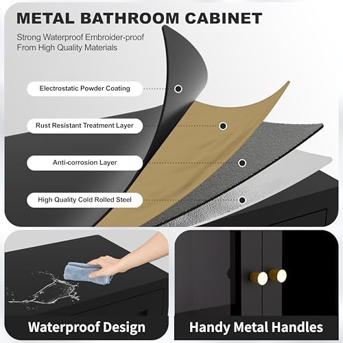 Metal Bathroom Storage Cabinet, Small Metal Cabinets - Image 4