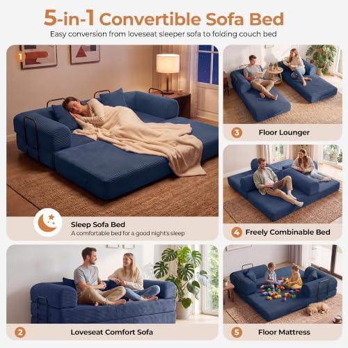 79" Convertible Futon Sofa Bed, Boneless Couch - Image 3