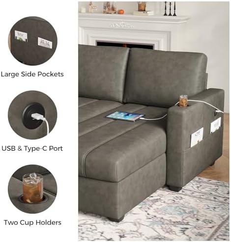 COPIAE 89 inch L-Shaped Sectional Sofa Sleeper - Image 6
