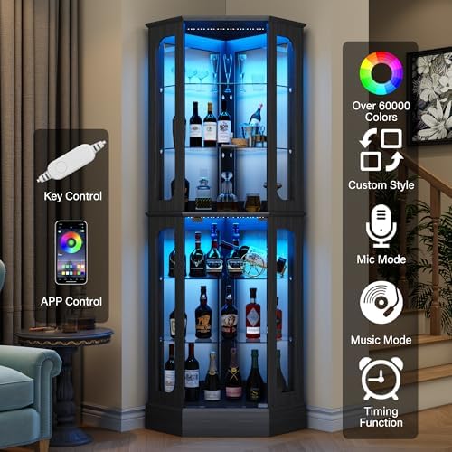 kepptory 72" Tall Corner Display Cabinet - Image 4